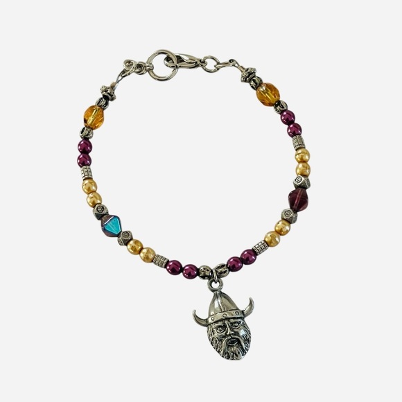 Vikings MN Purple Beaded NFL Bracelet Minnesota Football - Picture 1 of 5